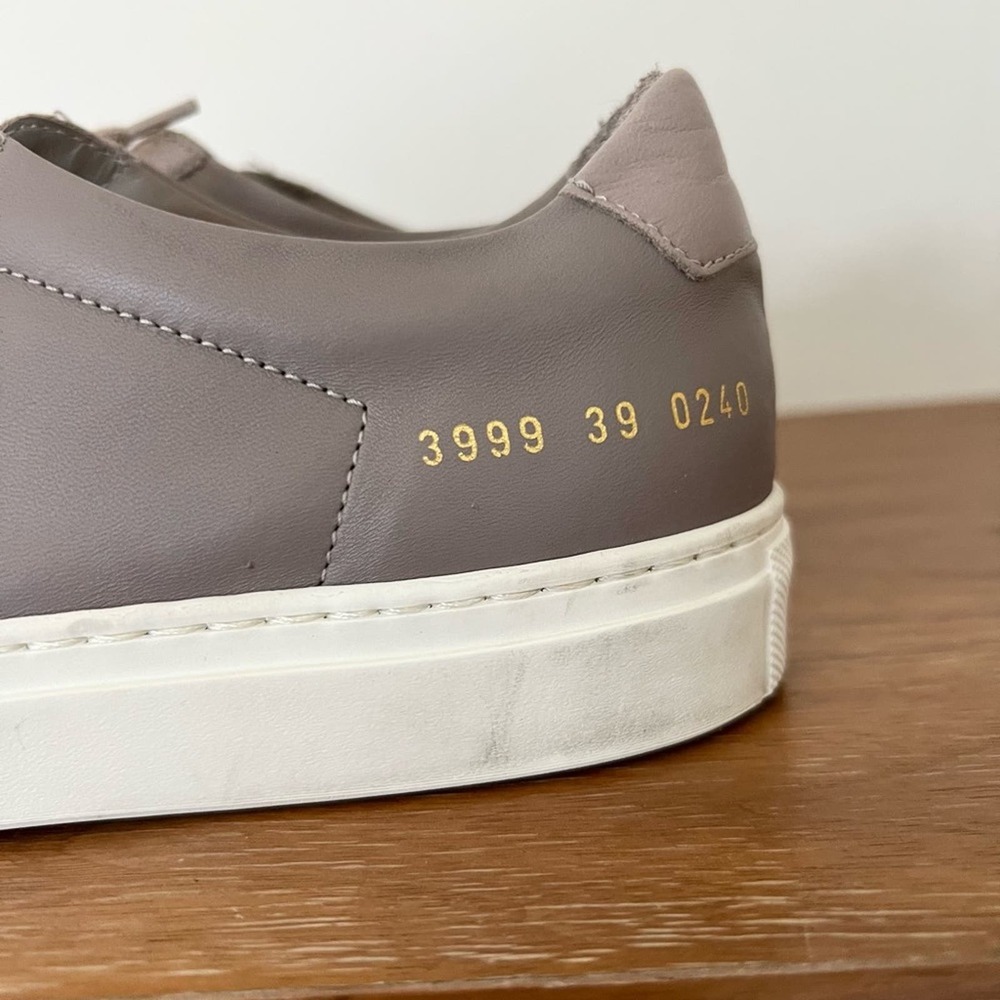 Women's Taupe Leather Sneakers - Picture 7 of 10
